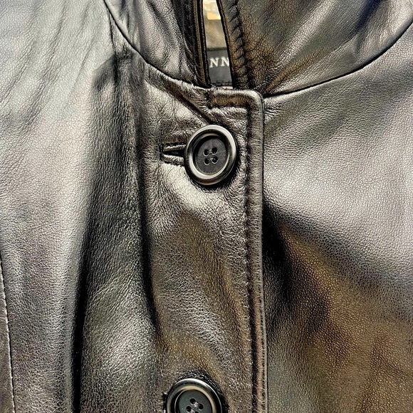 NWOT Kenneth Cole black leather blazer jacket button up coat XS - Picture 9 of 17